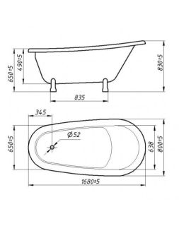 Ванна из искусственного камня Фэма Стиль Салерно на опорах красных 168x65 см